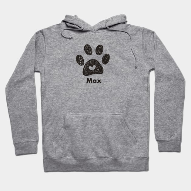 Max name made of hand drawn paw prints Hoodie by GULSENGUNEL